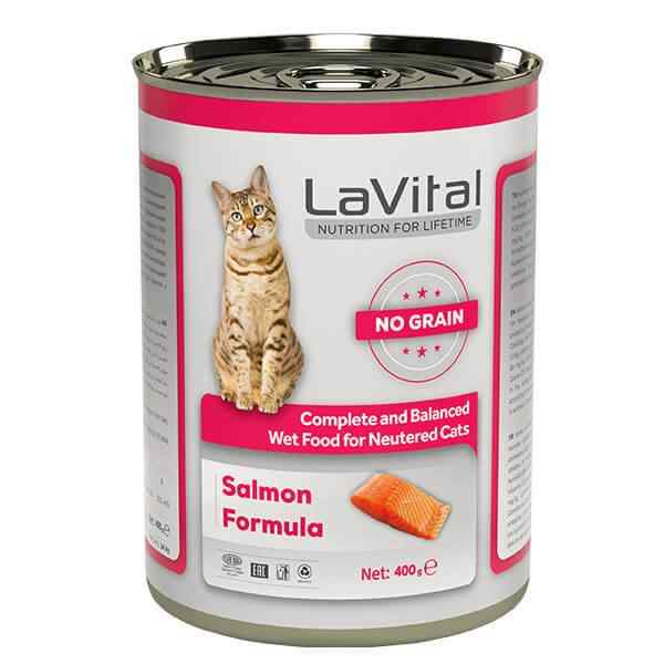 lavital sterilised tahilsiz somonlu kisir kedi konservesi 400 gr